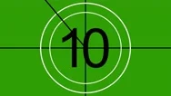 4K Countdown Leader 10 - 0 (Old Film / Projector) With Audio, Green Screen Stock Footage