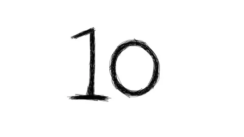 4K Countdown White Background Scribble Hand Written Doodle Stock Footage 72167615