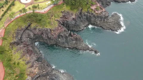 4K Counter-clockwise Mid-range Aerial Shot of Jusangjeollidae cliffs at Midday. Stock Footage 143863562