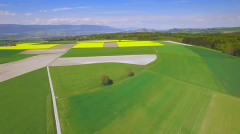 4K Countryside in spring time aerial shot Stock Footage 63141545