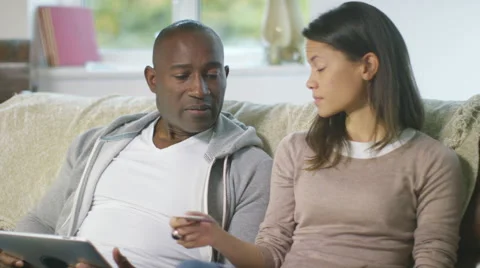 4K Couple with financial problems doing household accounts Stock Footage 56322455