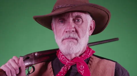 4K Cowboy looks up at the camera in slow motion Stock Footage 45774922