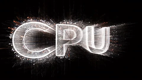 4k CPU Chip microprocessor Microchip hardware word tag,binary computer code. Video stock 111657722