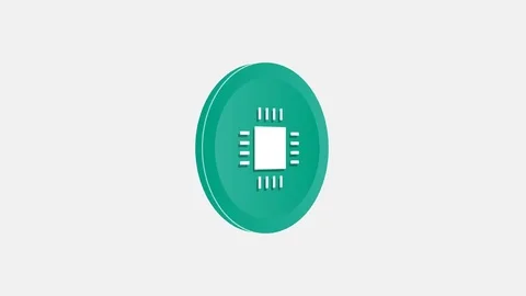 4k - CPU spinning icon on white background Video stock 72472772