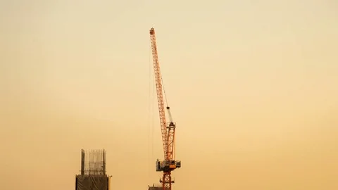 4k Cranes at a skyscraper construction.time lapse video. Stock Footage 73612149