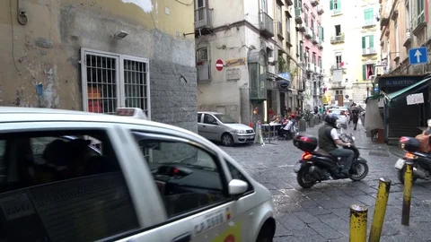 4k crazy traffic jam in small streets of Naples, Italy Stock Footage 78016963