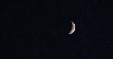 4K Crescent Moon Night Stock Footage 93915334