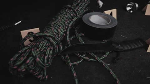 4k Crime Shot of Tools and Weapons in the Car Boot Stock Footage 321865487