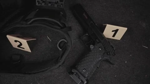 4k Crime Shot of Tools and Weapons in the Car Boot Stock Footage 321865546
