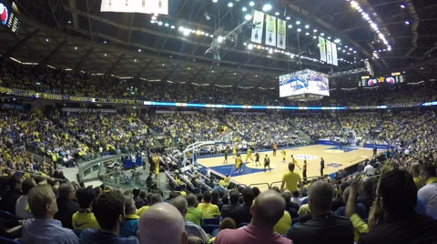 4k crowd cheer in basketball game Stock Footage