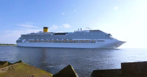 4K - Cruise ship. Wide angle view Stock Footage 59777735