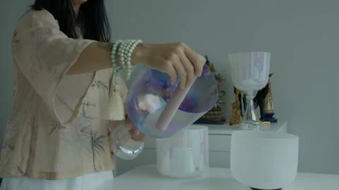 4k Crystal Bowls Stock Footage 233334616