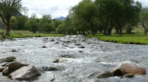 4k – Crystal clear mountain river of Altai 04 Stock Footage 53748616