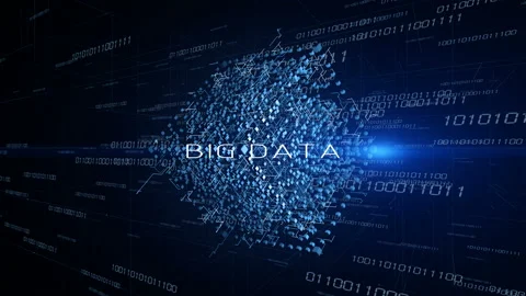 4K cube in the Computing Core with Information Streams,big data,binary code. Video stock 105487745