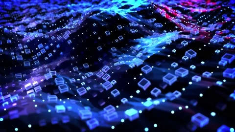 4k-cube-landscape-background-blue-grid-11 Vídeos de archivo 205003994