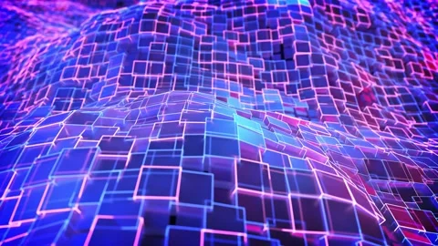 4k-cube-landscape-background-many-transparent-meshes-lines-17 Vídeos de archivo 205363878