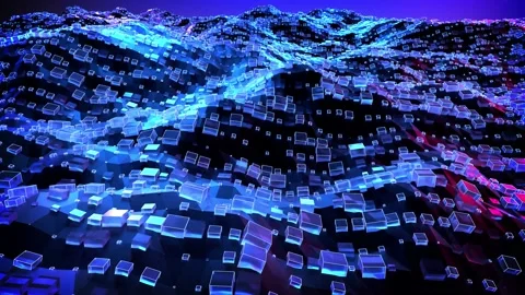 4k-cube-landscape-background-white-grid-12 Video stock 205004027