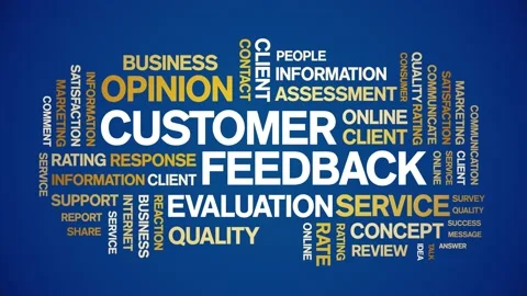 4k Customer Feedback Animated Tag Word Cloud,Text Animation seamless loop. Stock Footage 148186120