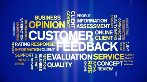 4k Customer Feedback Animated Tag Word Cloud,Text Animation seamless loop. Stock Footage 148186456
