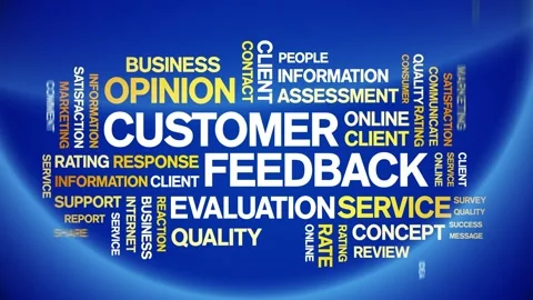 4k Customer Feedback Animated Tag Word Cloud,Text Animation seamless loop. Stock Footage 148186704