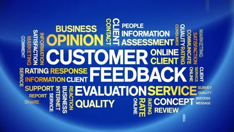 4k Customer Feedback Animated Tag Word Cloud,Text Animation seamless loop. Stock Footage 148186807