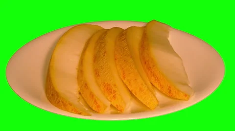 4k – Cutted melon (5 pieces of melon) on big plate Stock Footage 56732312