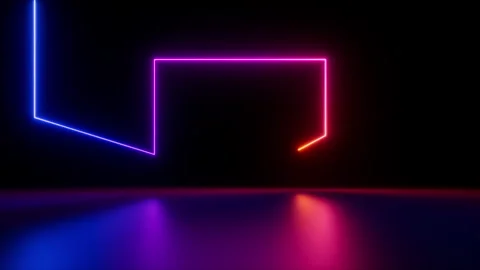 4K cycled 3d animation, abstract geometric background of glowing neon zigzag Stock Footage 259707425