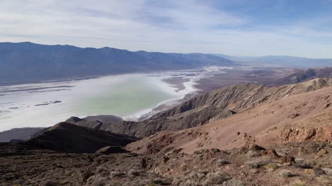 4K Dantes View Time Lapse of shadows on Badwater Basin water in Death Valley Stock Footage 258969322