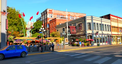 4K Darcy's Pub in Bastion Square, Wharf Street Victoria BC Canada Stock Footage 51720142