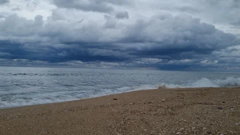 4K Dark Clouds over the Sea — Approaching Storm and Waves Stock Footage 318869504
