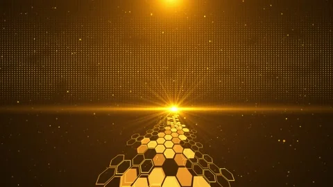 4K dark grey abstract luxury background with golden lines pattern and hexagon Stockbeeldmateriaal 312005115