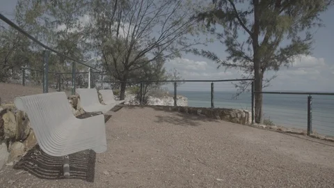 4k Darwin LookOut Ocean Benches Log Ungraded ProRes Stock Footage 101766006