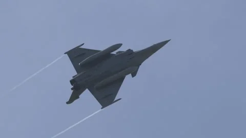 4K: Dassault Rafale-B fighter at Avord Airshow Stock Footage 270370555