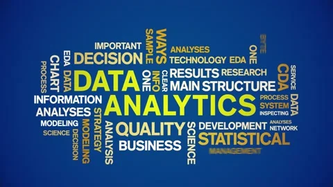 4k Data Analytics Animated Tag Word Cloud,Text Design Animation seamless loop. Stock Footage 142276958