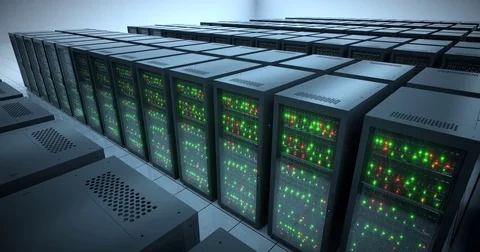 4k Data center cloud servers and storage. Web server. Racks and lights. 스톡 동영상 70494684