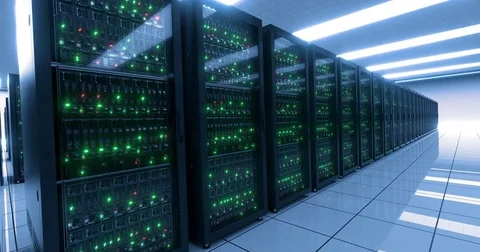 4k Data center cloud servers and storage. Web server. Racks and lights. 動画素材 70494894