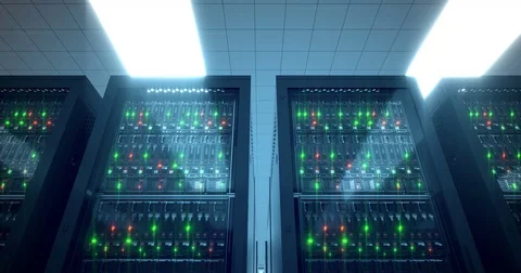 4k Data center cloud servers and storage. Web server. Racks and lights. Stock Footage 70495152