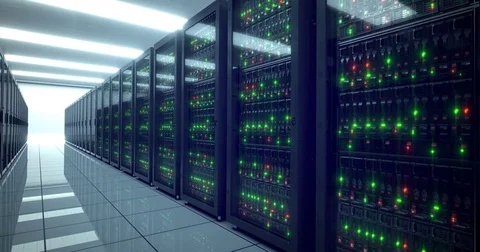4k Data center cloud servers and storage. Web server. Racks and lights. Stock Footage 70495423