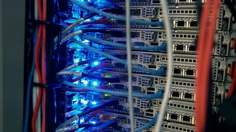 4K Data Center Network Connections  - Server Data Connection Stock Footage 96281500