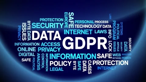 4k Data GDPR Animated Tag Word Cloud,Text Design big data Animation loop. Stock Footage 142257874