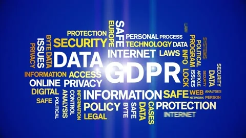 4k Data GDPR Animated Tag Word Cloud,Text Design big data Animation loop. Stock Footage 142258723