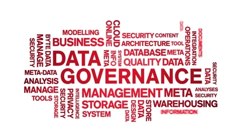 4k Data Governance Animated Tag Word Cloud,Text Design Animation seamless loop. Stock Footage 142277342