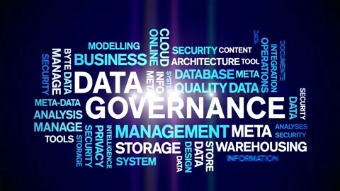 4k Data Governance Animated Tag Word Cloud,Text Design Animation seamless loop. Stock Footage 142277889