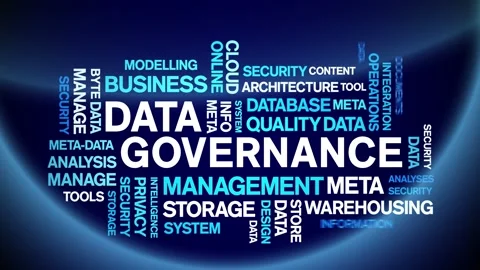 4k Data Governance Animated Tag Word Cloud,Text Design Animation seamless loop. Stock Footage 142278041