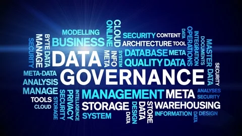 4k Data Governance Animated Tag Word Cloud,Text Design Animation seamless loop. Stock Footage 142278079