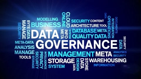 4k Data Governance Animated Tag Word Cloud,Text Design Animation seamless loop. Stock Footage 142278117