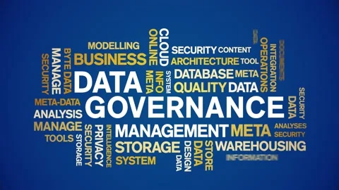 4k Data Governance Animated Tag Word Cloud,Text Design Animation seamless loop. Stock Footage 142278302