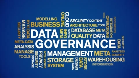 4k Data Governance Animated Tag Word Cloud,Text Design Animation seamless loop. Stock Footage 142278399