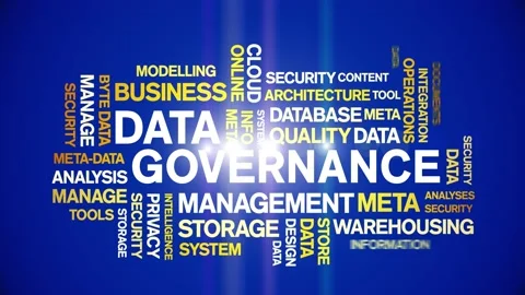 4k Data Governance Animated Tag Word Cloud,Text Design Animation seamless loop. Stock Footage 142278602