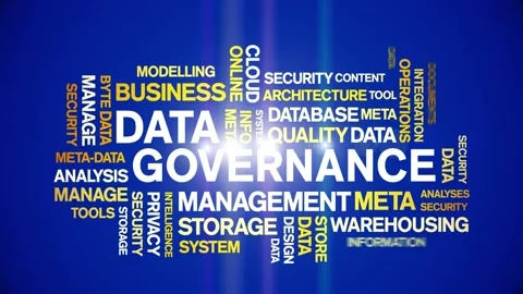 4k Data Governance Animated Tag Word Cloud,Text Design Animation seamless loop. Stock Footage 142278775